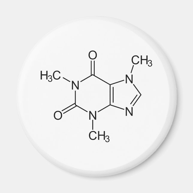 Koffeinmolekyl kemi Kaffe Atomer Magnet (Framsidan)