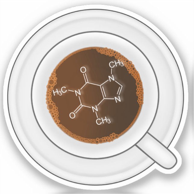 Koffeinmolekyl (struktur) Koffekopp Klistermärken (Framsida)