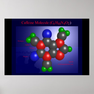 Koffeinmolekyl (trycket) poster
