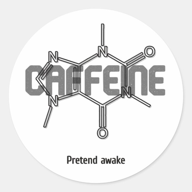 Koffeinmolekyldekal Runt Klistermärke (Framsida)