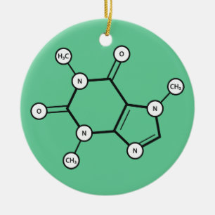 koffeinmolekylstruktur julgransprydnad keramik