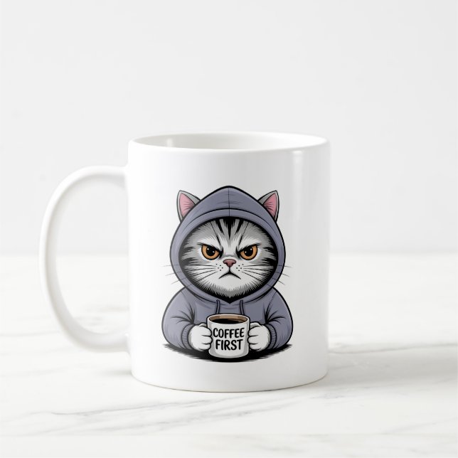 Koffekatt ☕🐱 – Sött Koffeedesign för Kattälskare Kaffemugg (Vänster)