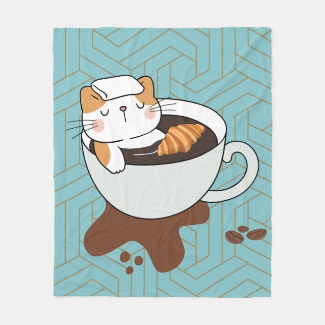 Koffekatt Spa Fleecefilt (Framsidan)