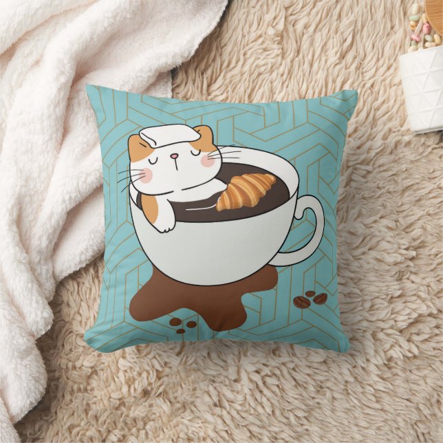 Koffekatt Spa Kudde (Filt)
