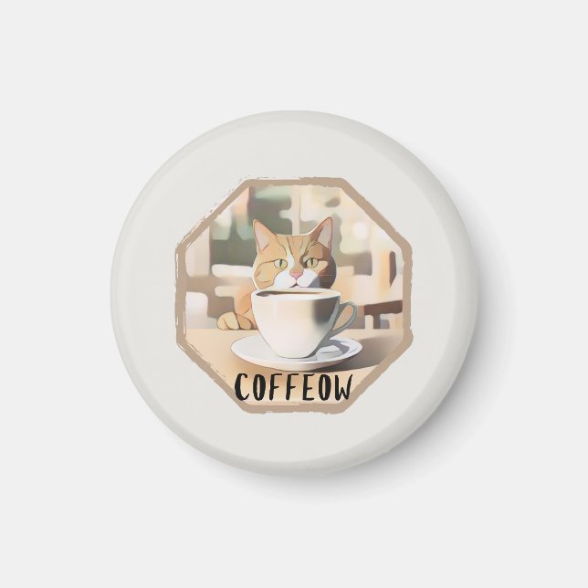Koffeow Busy Cute Cat Magnet (Framsidan)