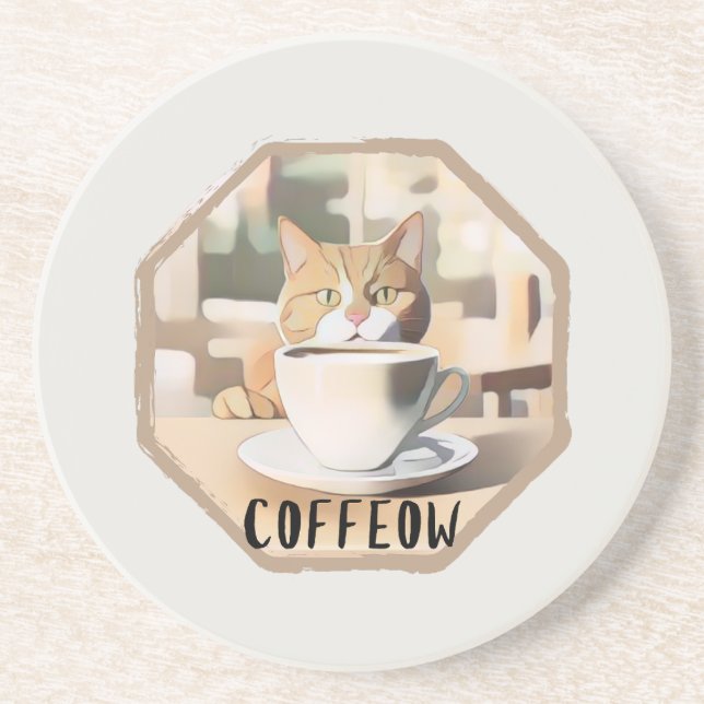 Koffeow Busy Cute Cat Underlägg (Framsidan)