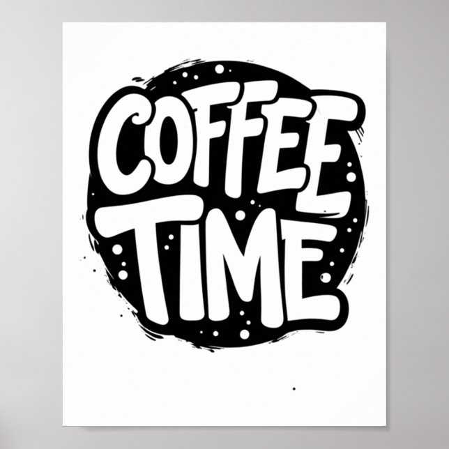 Koffetid - Fet handskriven typografi dekal  Poster (Framsidan)