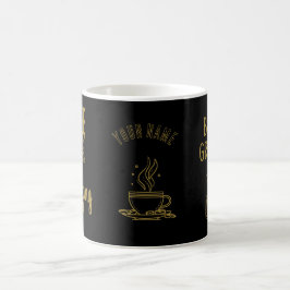 Koffeuppehåll – fantastiska idéer – svart guld kaffemugg