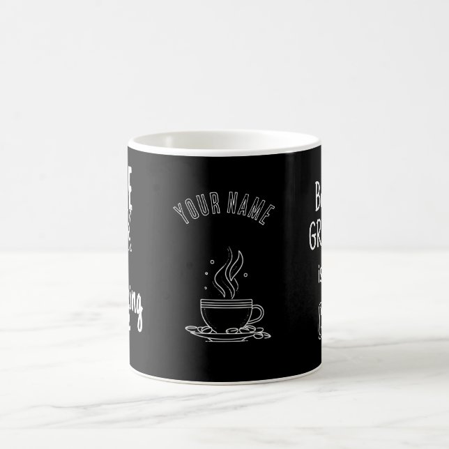 Koffeuppehåll – fantastiska idéer – svart kaffemugg (Center)