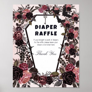 Koffin Halloween Baby Shower Diaper Raffle Sign Poster