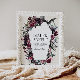 Koffin Halloween Baby Shower Diaper Raffle Sign Poster