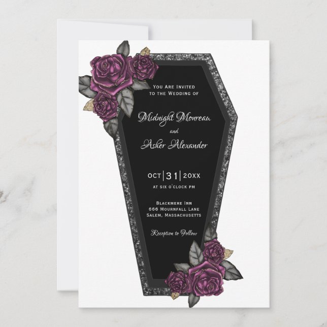 Koffin med inbjudan till Ro Gothic Wedding (Framsida)