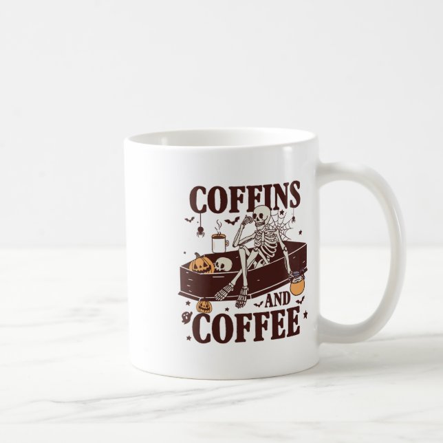 Koffiner och kaffe, funny Skeleton Halloween Kaffemugg (Höger)