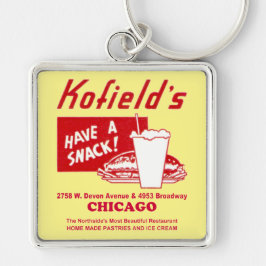 Kofield's Restaurang, Chicago Fyrkantig Silverfärgad Nyckelring