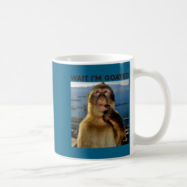 Kofta Vänta Goated Tänkande Apa Meme Kaffemugg (Höger)