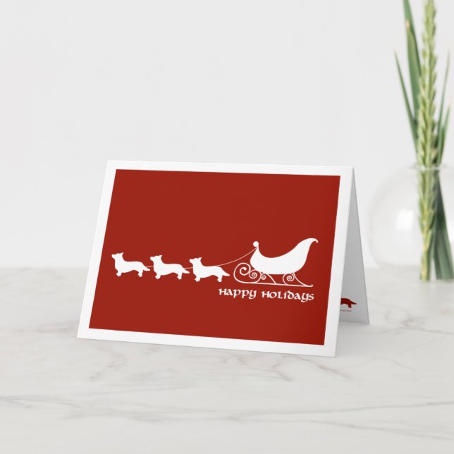 KoftaCorgis som drar Santas Sleigh Helgkort (Framsida)