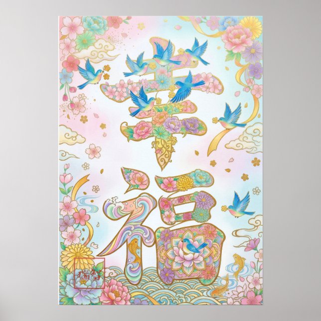 Kofuku: Calligraphy "Happiness" 260020016 Poster (Framsidan)