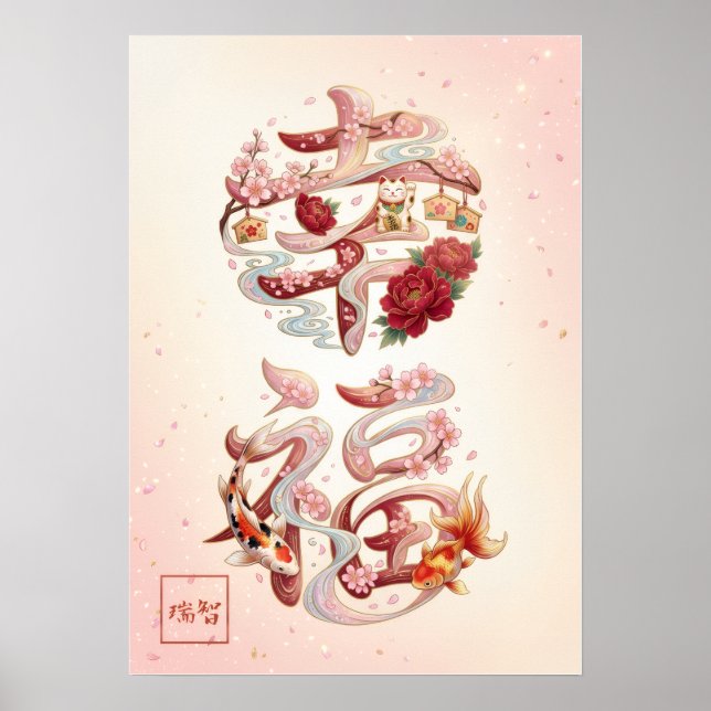Kofuku: Calligraphy "Happiness"260020222 Poster (Framsidan)