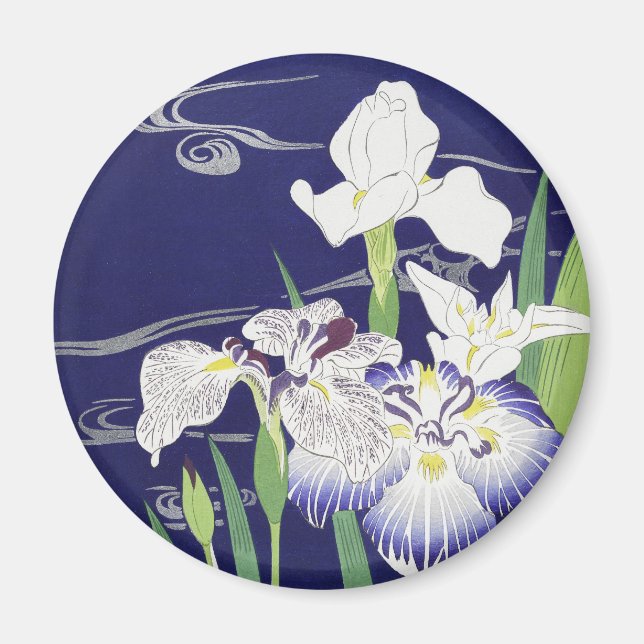 Kogyo Tsukioka Irises,Japansk blomkonst Magnet (Framsidan)