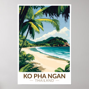 Koh Pha Ngan Thailand Resa Konst Vintage Poster