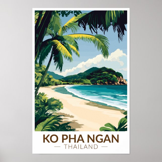 Koh Pha Ngan Thailand Resa Konst Vintage Poster (Framsidan)