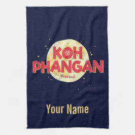 Koh Phangan med måne vintage (Thailand) Kökshandduk