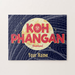 Koh Phangan med måne vintage (Thailand) Pussel