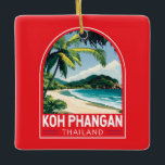 Koh Phangan Thailand Travel Art Emblem Julgransprydnad Keramik<br><div class="desc">Koh Phangan-reflektorrutans färdedesign. Ko Pha-ngan är en ö i Bukt i Thailand i provinsen Surat Thani i södra Thailand.</div>