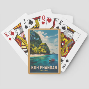 Koh Phangan Thailand Travel Art Vintage Casinokort