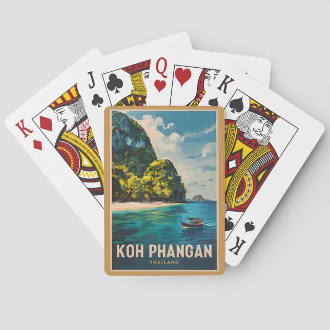 Koh Phangan Thailand Travel Art Vintage Casinokort (Baksidan)