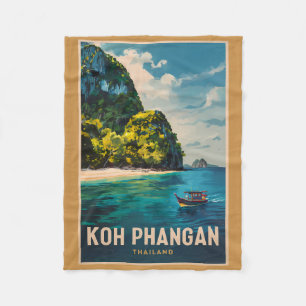 Koh Phangan Thailand Travel Art Vintage Fleecefilt