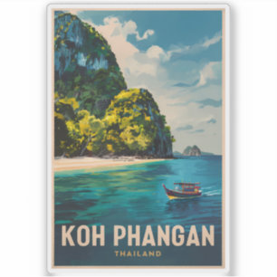 Koh Phangan Thailand Travel Art Vintage Klistermärken