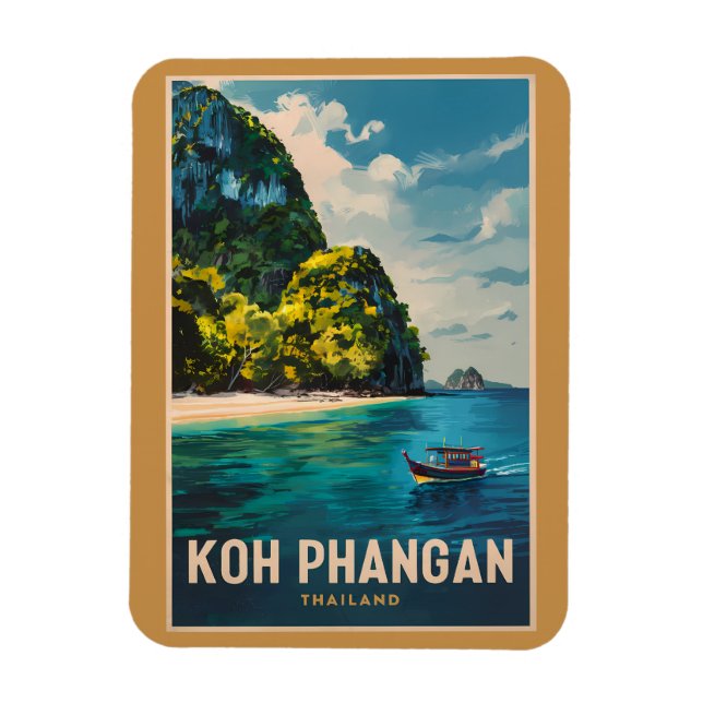 Koh Phangan Thailand Travel Art Vintage Magnet (Vertikal)