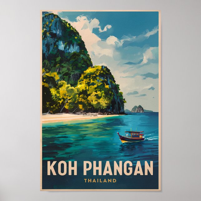 Koh Phangan Thailand Travel Art Vintage Poster (Framsidan)