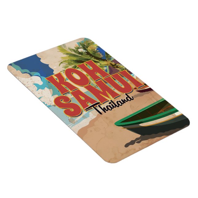 Koh Samui, Thailand Vintage Resemaffisch Magnet (Högersidan)