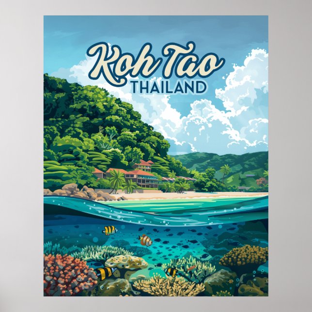 Koh Tao Thailand Asia Dyka Beach Island Poster (Framsidan)