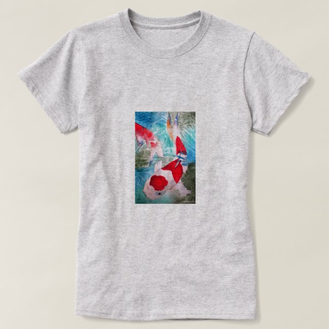 Kohaku Koi 2 Japansk akvarell fiske konst Tee Shirt (Design framsida)