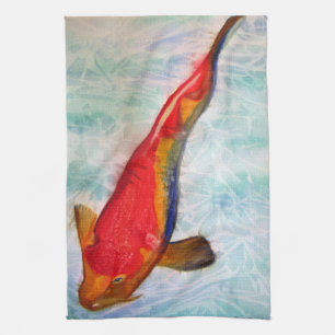 Kohaku Koi vattenfärgsart japansk fisk Kökshandduk