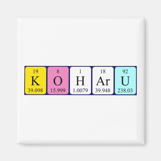 Koharu periodiskt bord namn magnet (Framsidan)