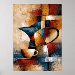Kōhī Coffee Forms Japansk Geometrisk Kaffe Konst Poster