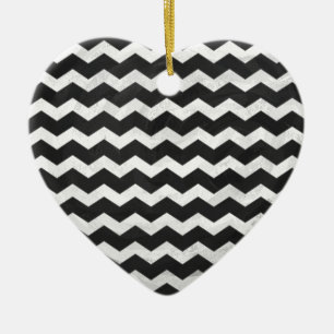 Kohl Black Chevron Mönster Julgransprydnad Keramik
