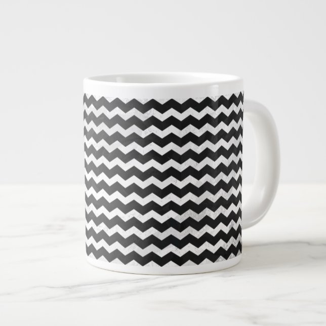 Kohl Black Chevron Mönster Jumbo Mugg (Framsida höger)