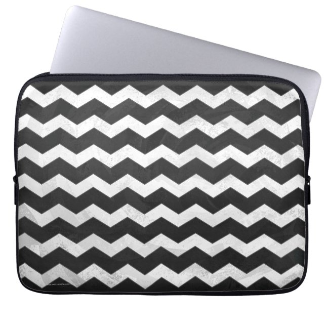 Kohl Black Chevron Mönster Laptop Sleeve (Framsidan)
