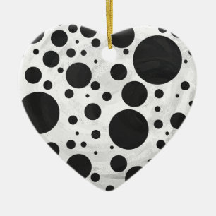 Kohl Black Polka Dot Mönster Julgransprydnad Keramik