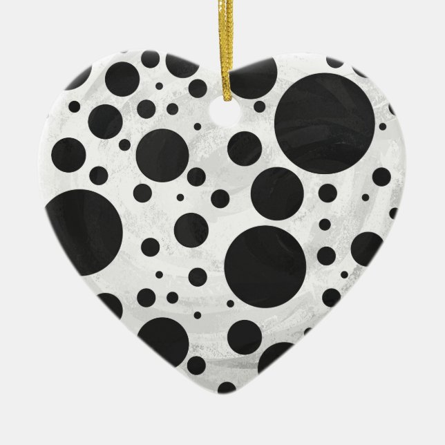Kohl Black Polka Dot Mönster Julgransprydnad Keramik (Framsidan)
