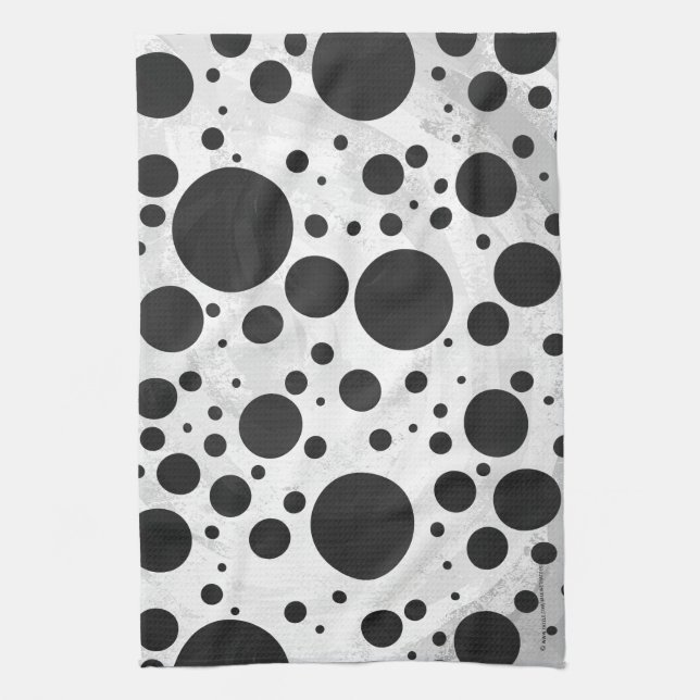 Kohl Black Polka Dot Mönster Kökshandduk (Vertikal)