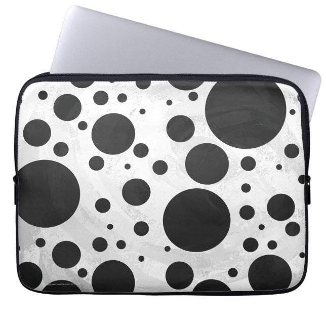 Kohl Black Polka Dot Mönster Laptop Fodral (Framsidan)