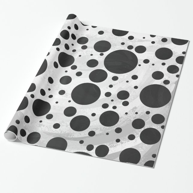 Kohl Black Polka Dot Mönster Presentpapper (Utrullad)