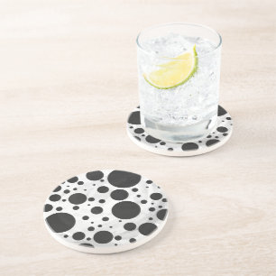 Kohl Black Polka Dot Mönster Underlägg Sandsten