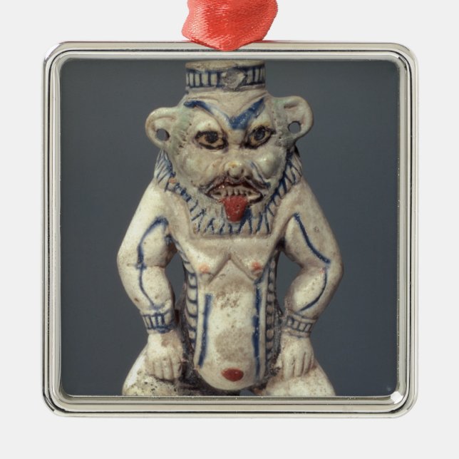 Kohl kruka som visar den egyptiska hushållguden julgransprydnad metall (Framsidan)